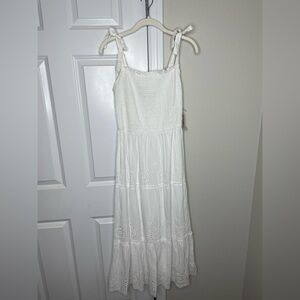 Cavender Rockin C White Eyelet Smocked Midi Dress Western Cottagecore NWT M